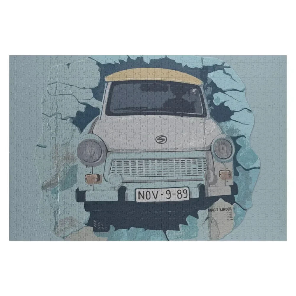 

Trabant car on berlin wall Jigsaw Puzzle Custom Name Wood Custom Jigsaw Customizable Child Gift Puzzle