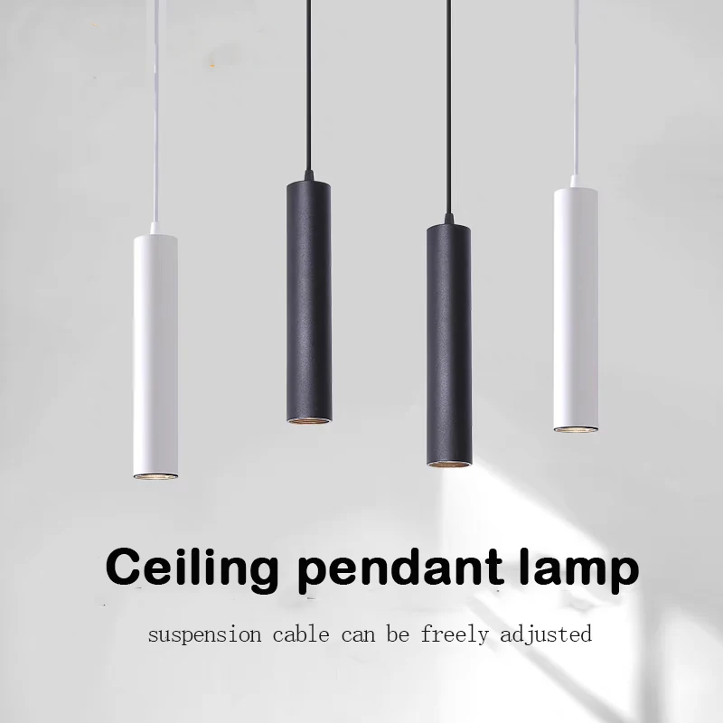 Modern Pendant Lamp Ceiling Chandelier Lights LED Cylindrical Long Tube Lamps Downlight Bar Dining Room Kitchen Decor Lighting