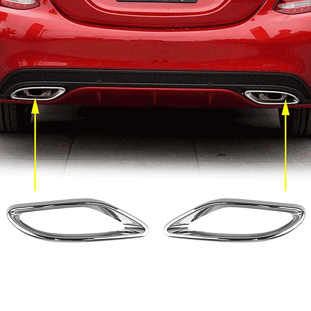 2Pcs Chrome Tail Throat Cover for Mercedes Benz E220 E350 E300 W238 2017-2018 Car Exhaust Muffler Cover Trim