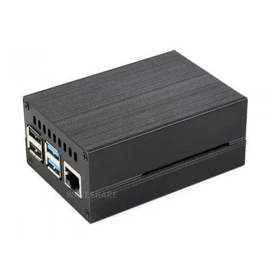 Waveshare PI4-CASE-J,Stripe Aluminum Cooling Case for Raspberry Pi 4, Built-In Active Radiator with Fins