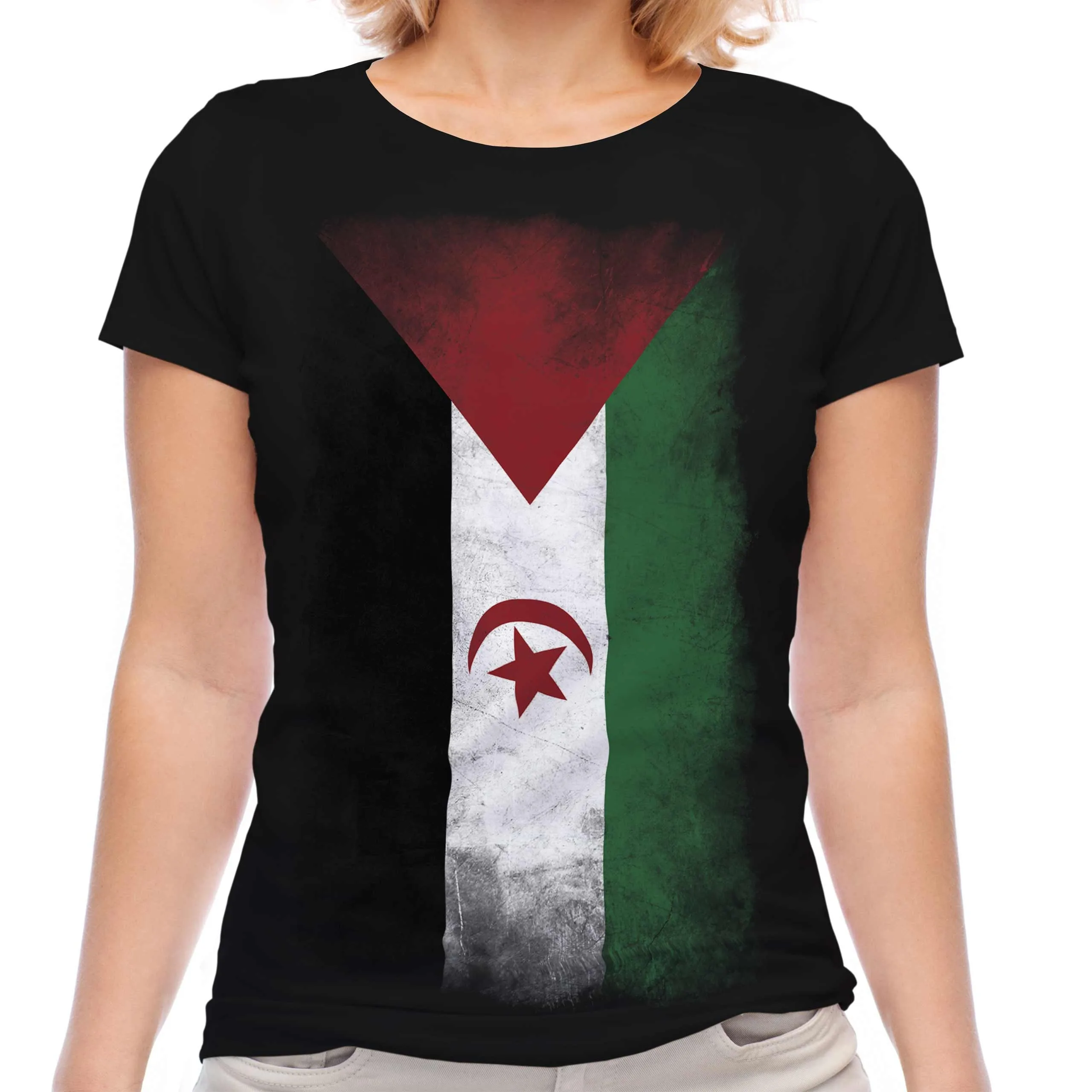 Westerse Sahara Vlag Dames T-shirt Korte Mouw Katoenen T-shirt Oversize Shirt Zomer Jersey Tops Vrouwen Sport T-shirt Streetwear
