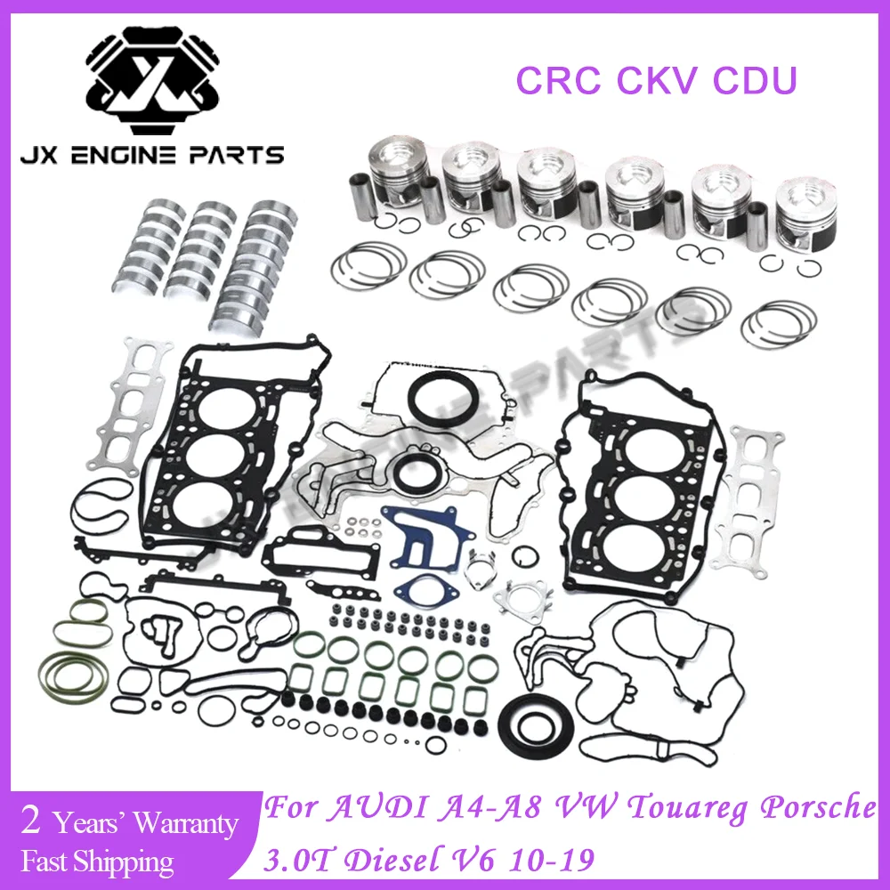 Kit de reconstrucción de motor CRC, anillo de pistón, juego de juntas de cojinete de varilla principal para AUDI A7 A8 Q5 Porsche Cayenne VW Touareg 3,0 diésel 3.0L