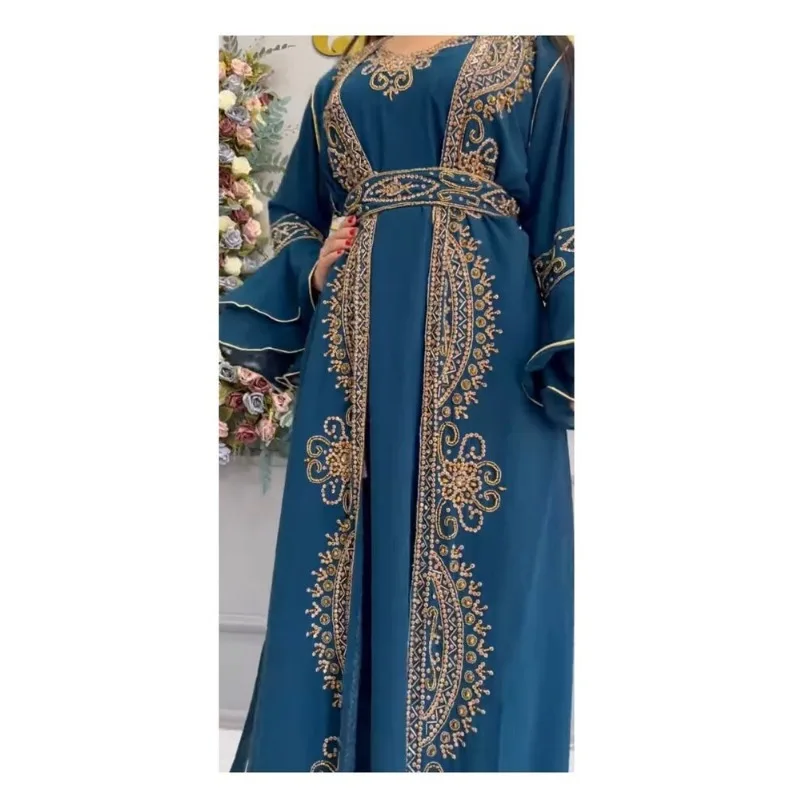 Turquoise Dubai Morocco Kaftano Jenna African Bridesmaid Dress Arab Party Dress