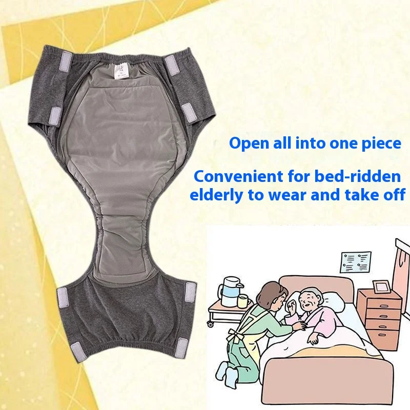 Roupa íntima para incontinência adulta, anti-vazamento, lavável, reutilizável, absorvente, à prova d'água, cuidados acamados, problemas de mobilidade