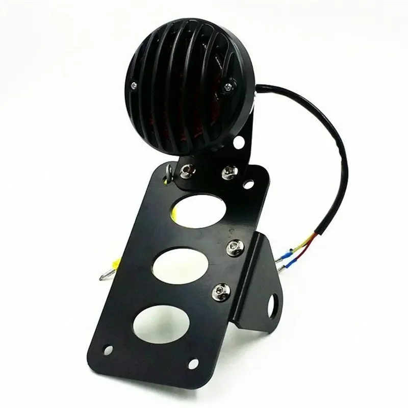 Motorcycle Old School Gold Side Mount License Plate Bracket Tail Light Custom for CAFE RACER CB view 5