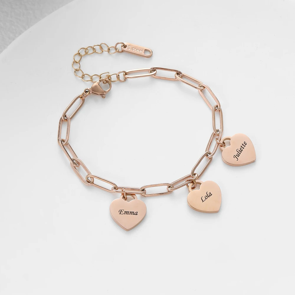 Pulsera de amor de acero inoxidable para mujer, brazalete con nombre personalizado, regalo de joyería, regalo de Festival