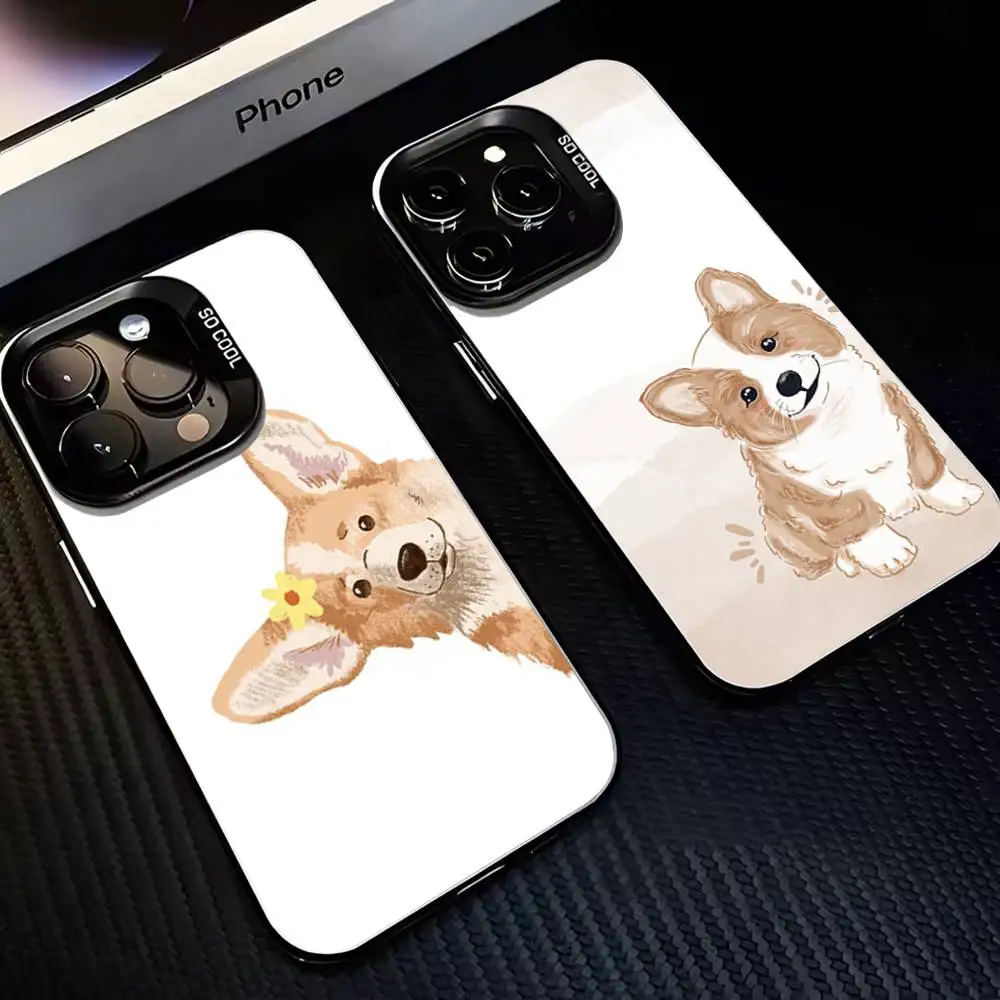 

Corgi Phone Case For iPhone17,16,15,14,13,12,11 Plus,Pro Max Black Matte Shockproof Cover