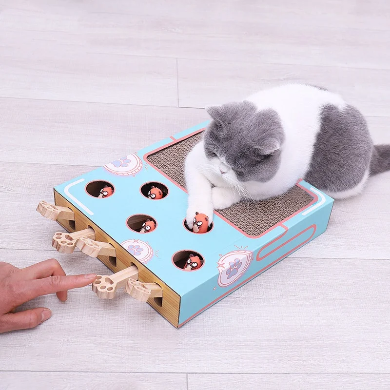 Interactive Whack-a-Mole Cat Toy Multifunctional Scratching Board Funny Claw Rest Play Area for Kittens And Cats