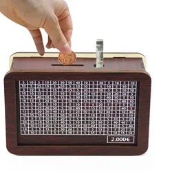 1000/2000/3000/5000/10000 Euro Money Box Wooden Piggy Bank Money Vault Savings Box Challenge Cash Storage Case