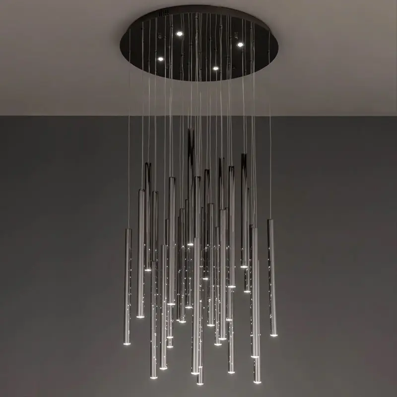 

Modern staircase LED pendant light Nordic luxury living room main light villa pendant light small tube indoor lighting fixtures