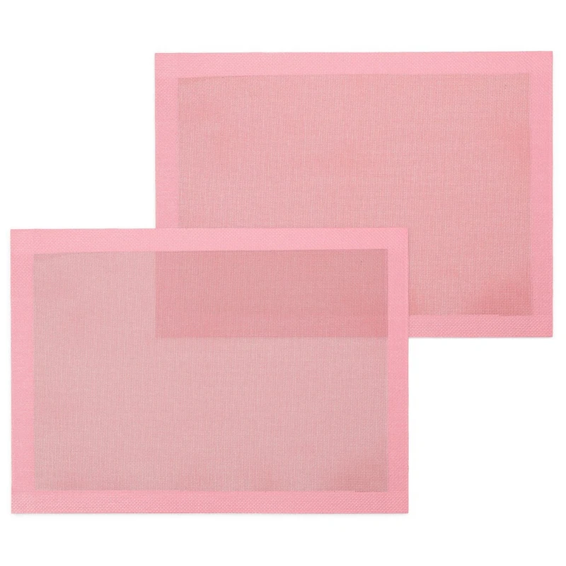 2PCS Perforated Baking Mats Pink Mat Silicone Mat For Half Sheet,Non-Stick Reusable Oven Liners For Making Bread/Pastry