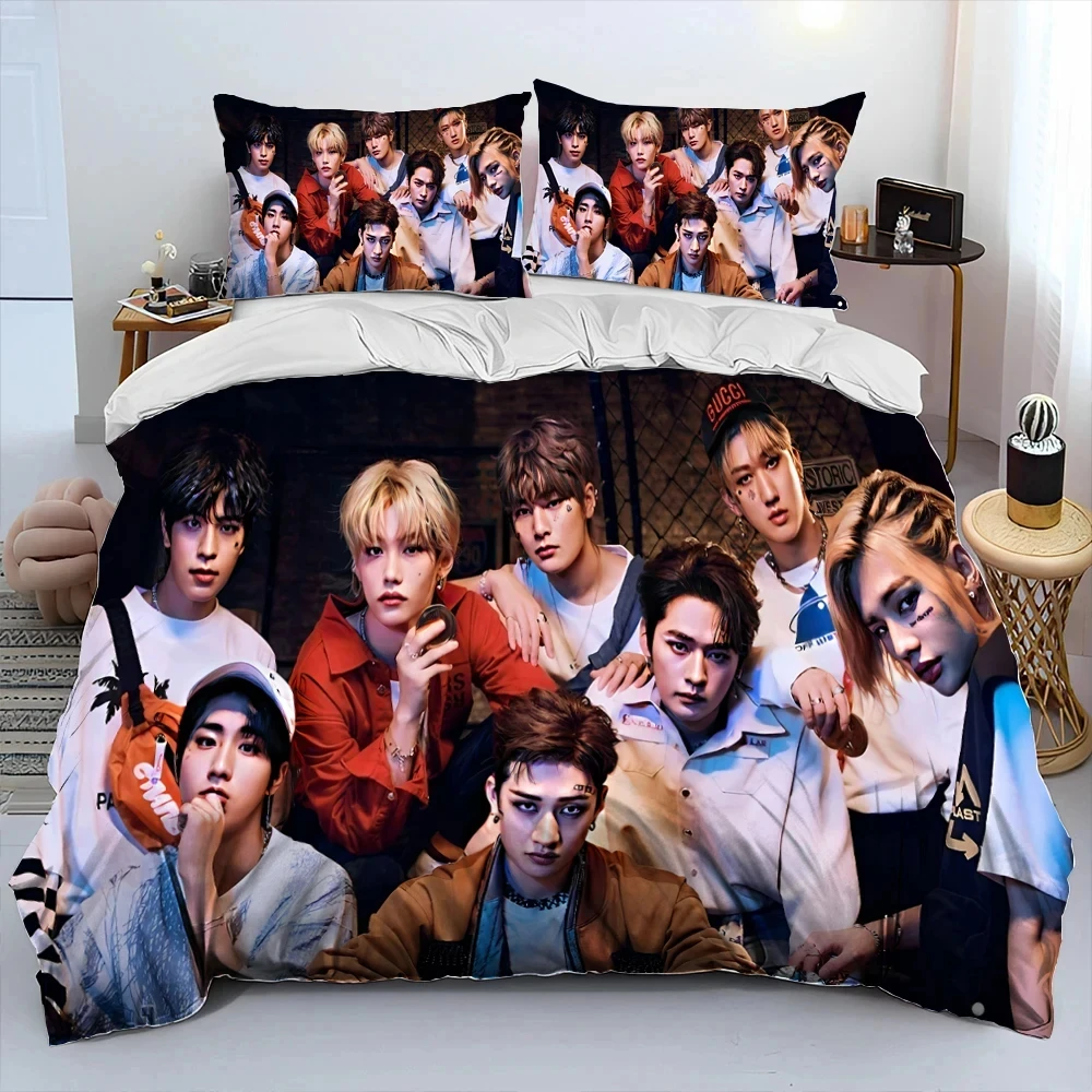 

3D Print Stray Kpop Singer Star Bedding Set Double Twin King Duvet Cover Comforter Pillowcase Boys Girls Adults Bedroom