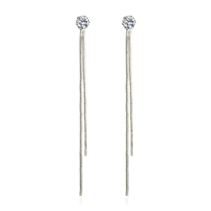 2021 Fashion Crystal Long Tassel Dangle Earrings for Women Elegant Temperament Drop Earing Trend Jewelry Gift