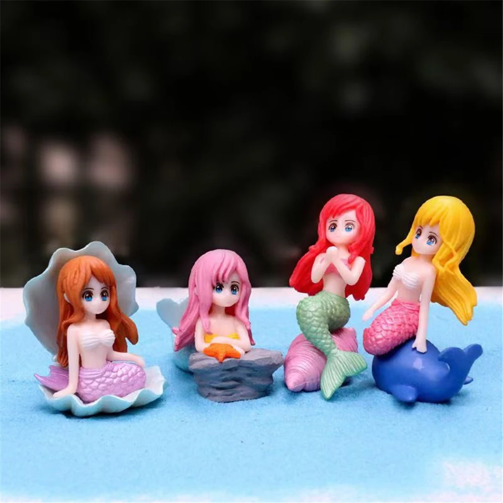 Cartoon Mermaid Micro Landscape DIY Bonsai Stone Crafts Decoration Desktop Fish Tank Cake Decoration Archaeological Accessories