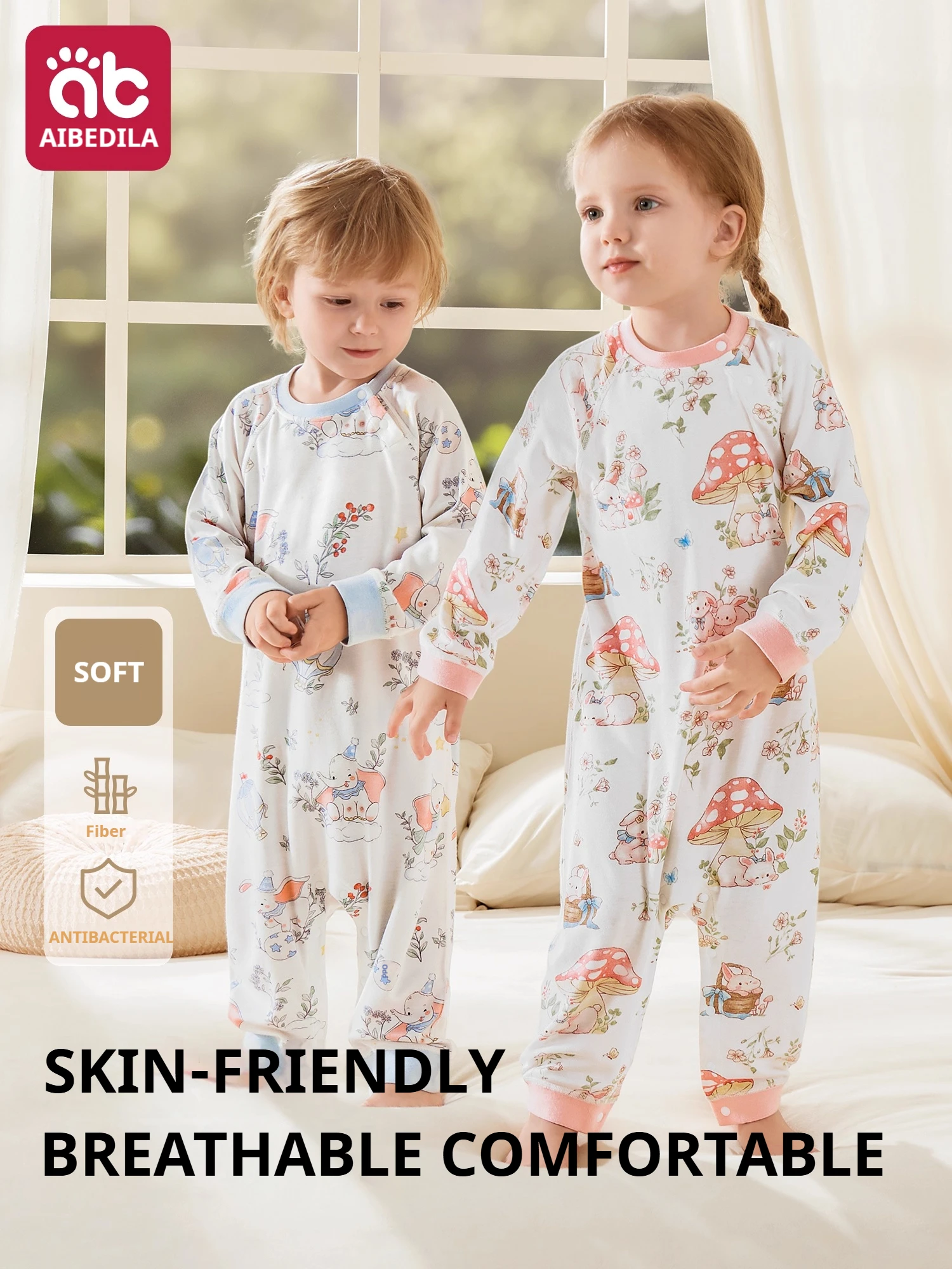 AIBEDILA Pyjamas für Neugeborene, atmungsaktiv, weich, für Kinder, Overall, Mädchen/Jungen, warme Kleinkind-Kleidung im Innenbereich, 1–5 Jahre