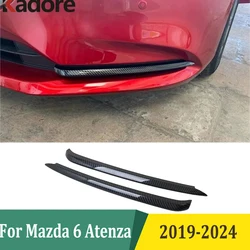 For Mazda 6 Atenza 2019-2022 2023 2024 Carbon Fiber Front Bumper Fog Light Lamp Cover Trim Foglight Eyebrow Strips Car Styling