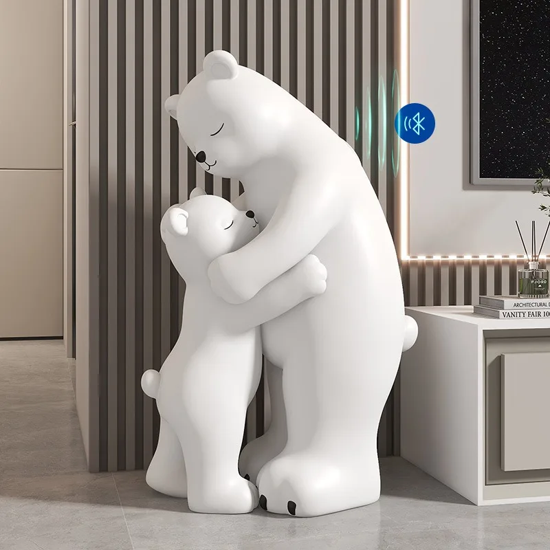 Home Decor Parent and Child Polar Bear Resin Decoration Floor Ornament