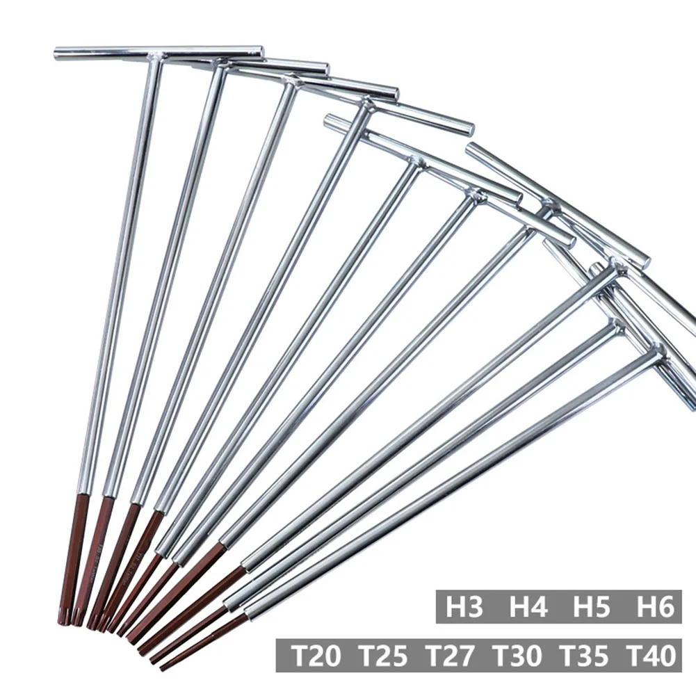 Chave de Fenda Torx Chave Hexagonal em Forma de t Chave Inglesa Ferramentas de Reparo Manual h3 h4 h5 h6 T20 T25 T27 T30 T35 T40 1pc