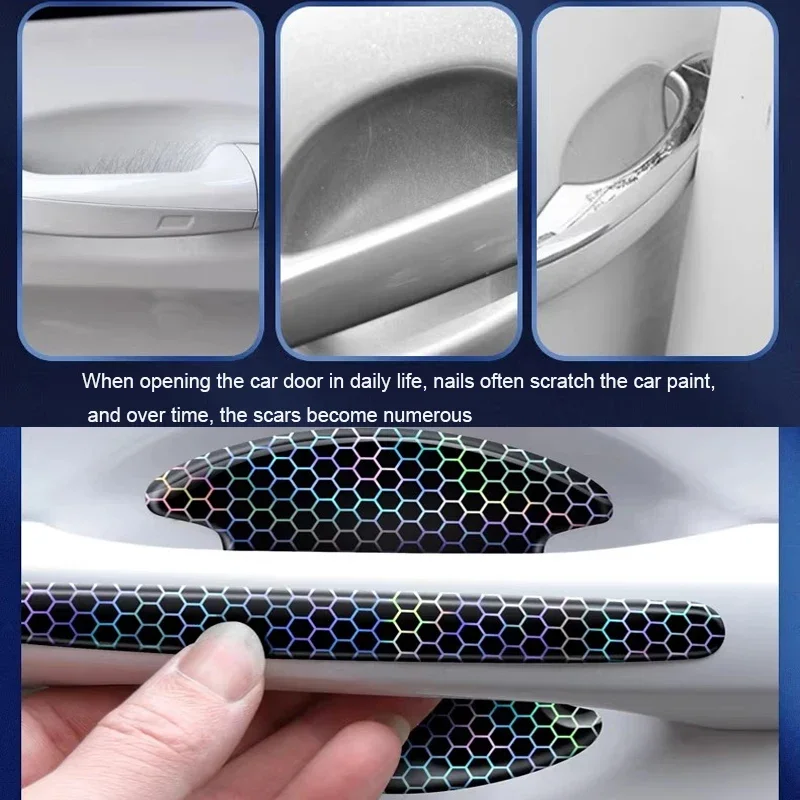 

Автомобильный красочный лазерный светоотражающий устойчивый к царапинам 4 шт. ПВХ дверная ручка на запястье наклейка внешняя дверная чаша защитная пленка аксессуар