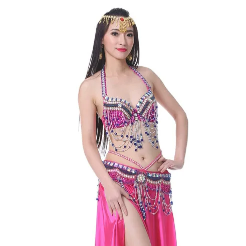 CHICTRY Bra Top Danse Orientale Sequins - Soutien-Gorge Belly Dance Professionnel Avec Perles