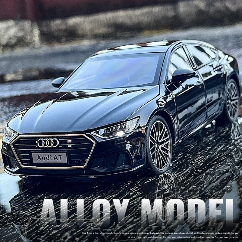 1:24 Audi A7 Alloy Toy Car Model Wheel Steering Sound and Light Children\'s Toy Collectibles Birthday Gift