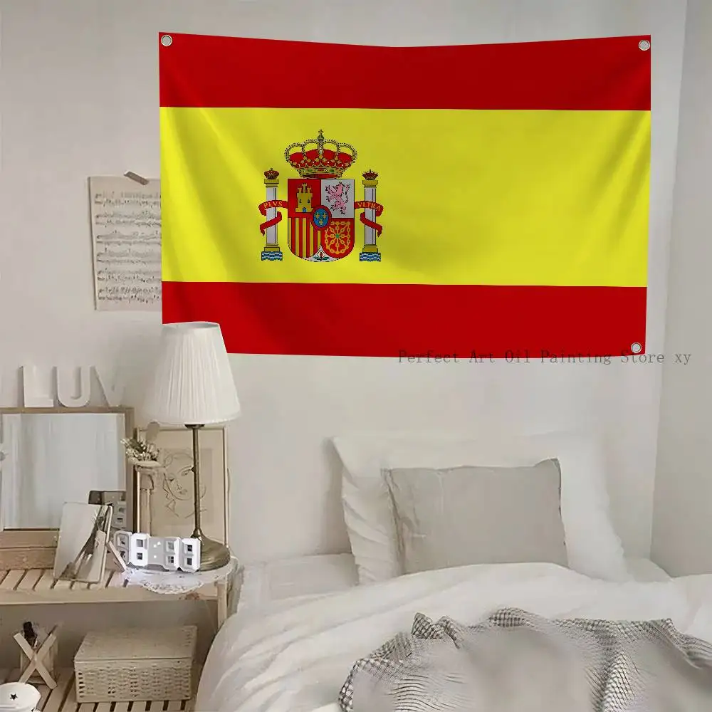 Spanien-Flagge, Banner, Vier-Loch-Flagge, Polyester, Outdoor-Dekoration, Raumästhetik
