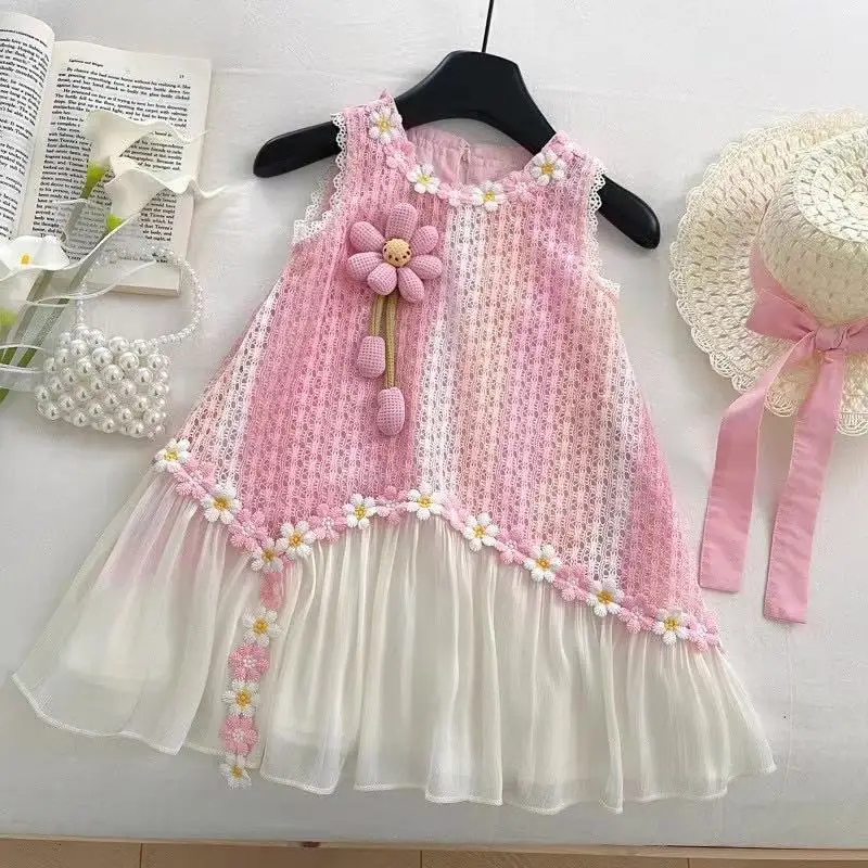 

Girls Dresses Summer 2026 Children Vest Sleeveless Dress For Baby Princess Clothing Kids Birthday Party Outfits