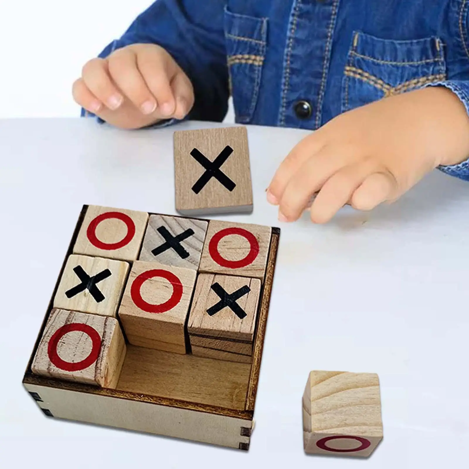 Wood Tic TAC Toe Game Set Strategy Board Games Noughts and Crosses for Families Children Adult Outdoor Indoor Party Favors