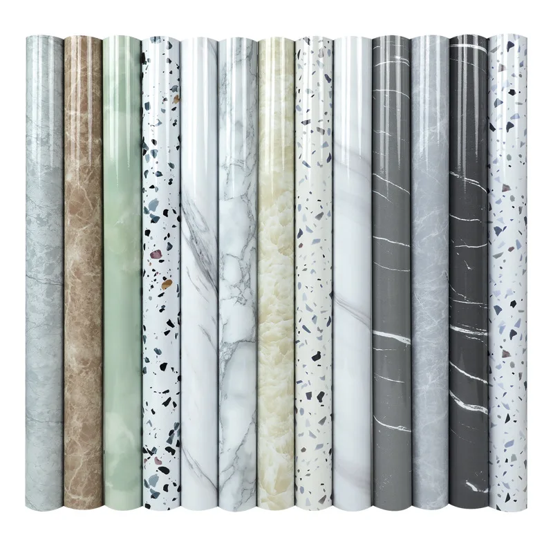 Self Adhesive Waterproof Wallpaper for Bathroom Wall Foil Marble High Temperature Oil Proof Wall Stickers for Kitchen Countertop