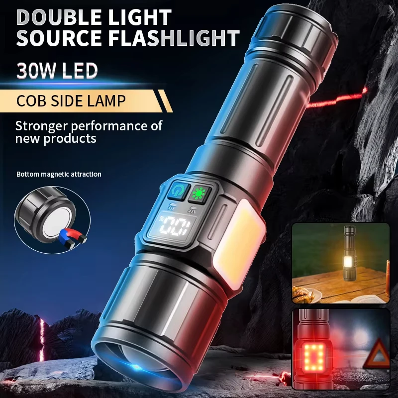 

High Power White Laser LED Flashlight Long-range USB Rechargeable Strong Light Tactical Torch Outdoor Magnetic Camping Lamp