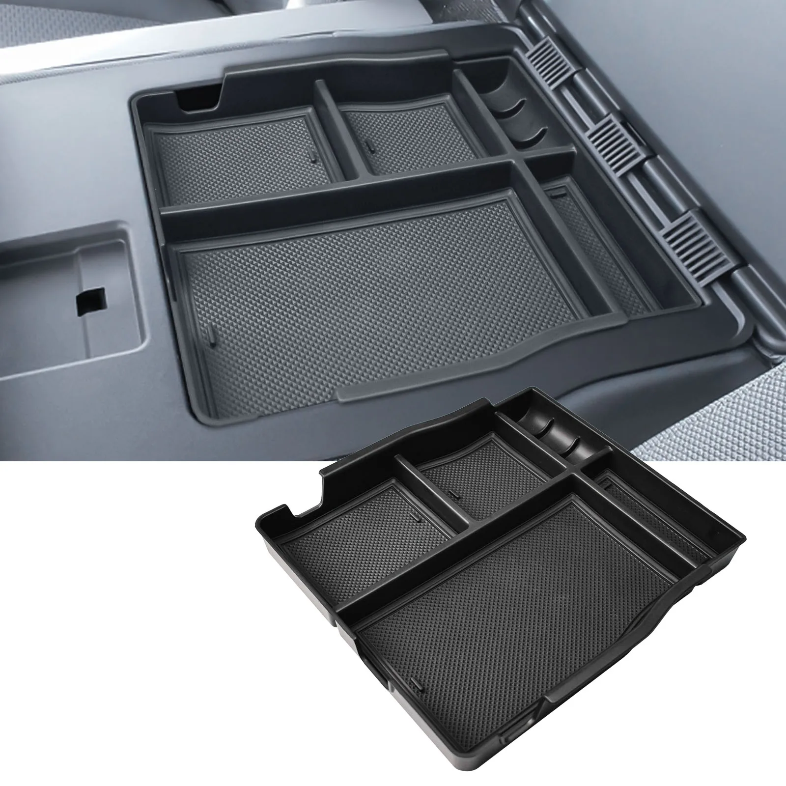 

Front Center Seat Organizer For 2017-2024 2025 Ford F150 F250 F350 F450 Accessories Jump Seat Armrest Storage Insert Box Tray