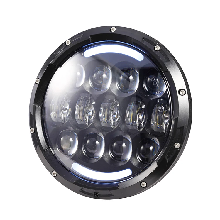 wholesale price 7 inch round Led head light 105W front light led with angel eye high/low beam for Jeep wrangler