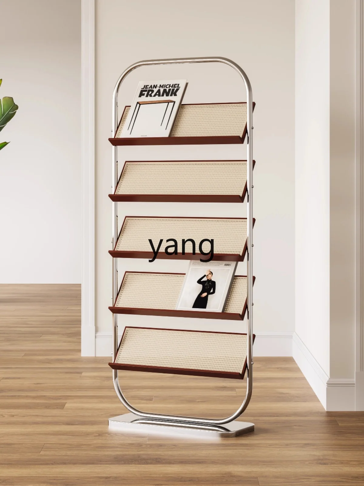 YJQ solid wood magazine rack multi-layer storage small apartment floor reading newspaper display rack