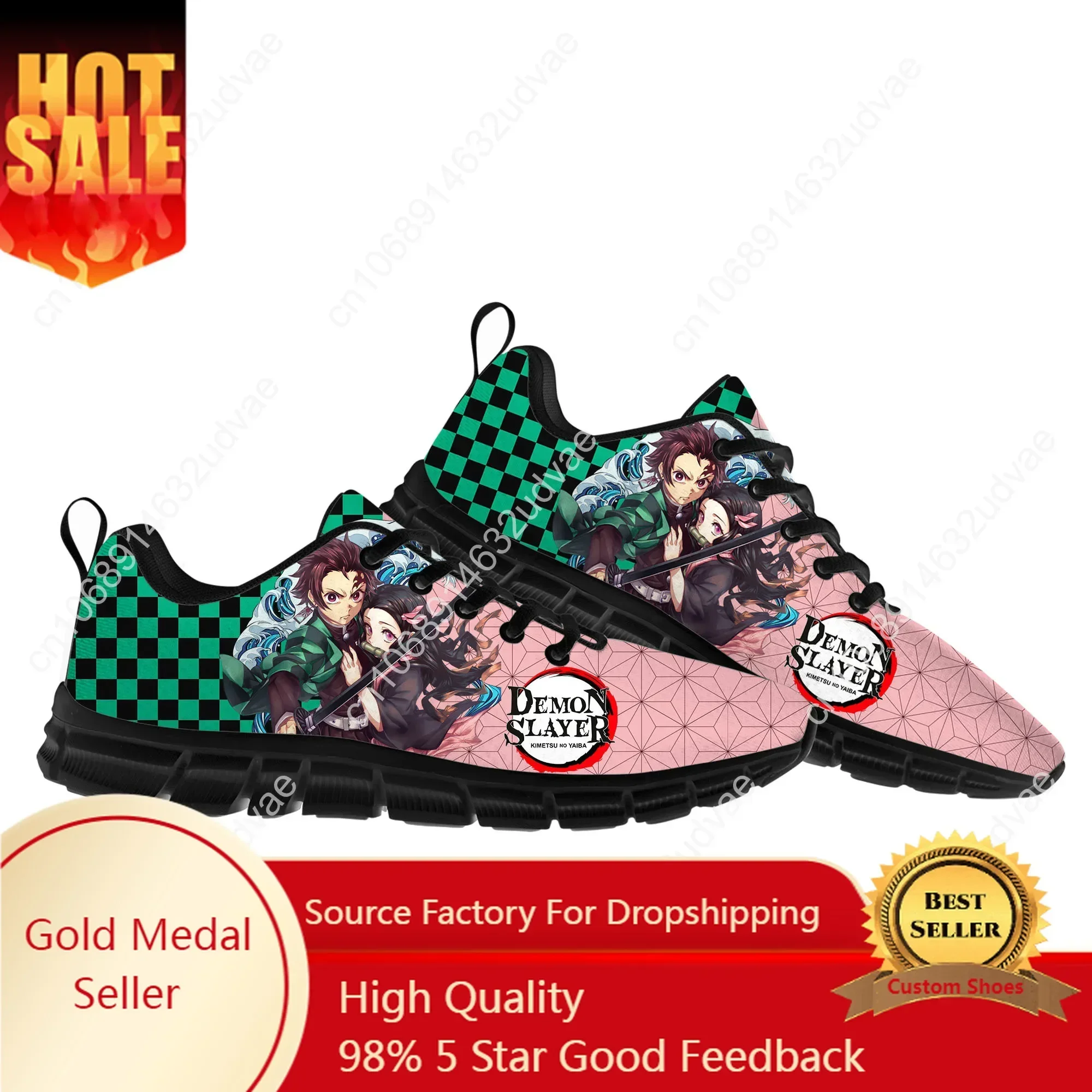 

Japan Anime Cartoon High Quality Fashion Sports Shoes Mens Womens Teenager Children Sneakers Tanjirou Nezuko Casual Custom Shoes