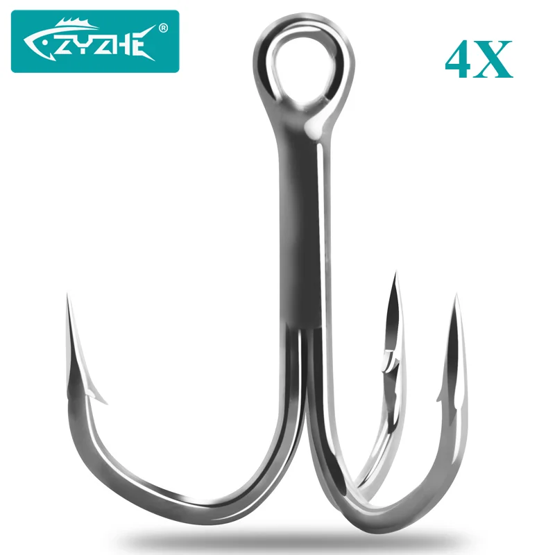 ZYZHE Dreifachhaken 6~9 Stück/Box ZYZ019-4X Verstärkter Dreifachhaken Größe 2 # -10 #   Hochkarbon-Stahl Kunstköder-Assist-Haken