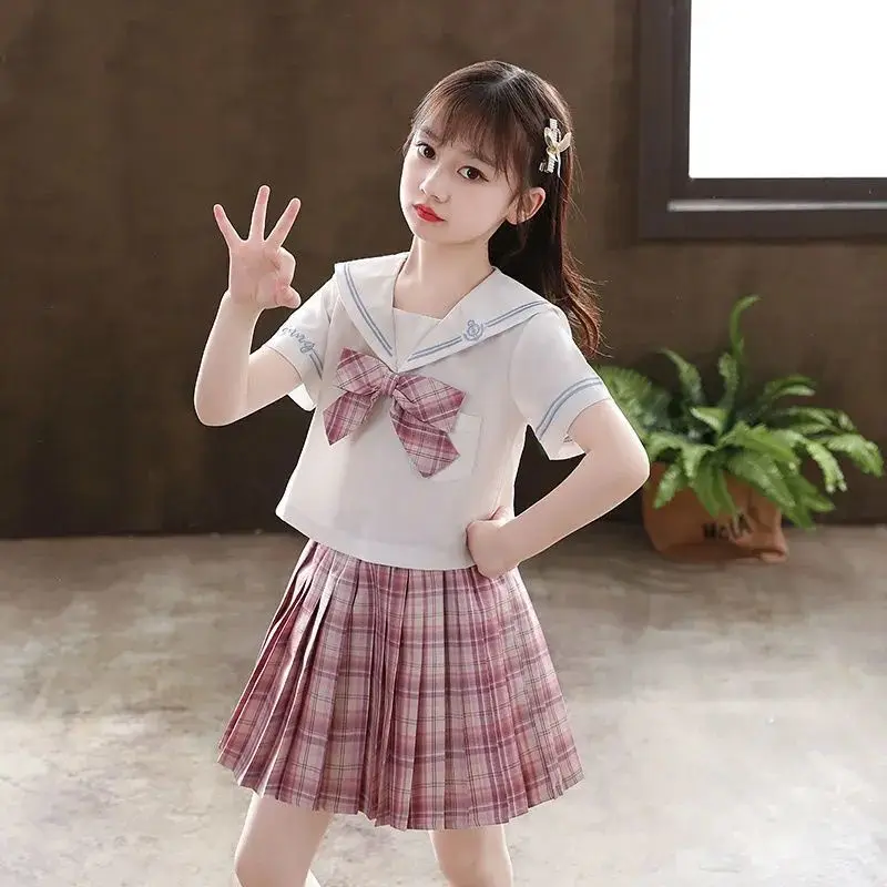 3 pcs Girls Clothes Set 2022 spring fall jacket+shirt+skirts for Girl Kids JK Clothes Children Clothing 4-14  Years