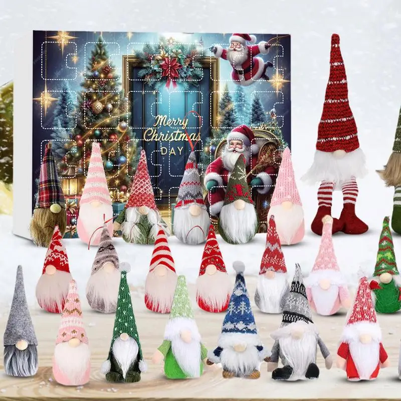 2024 Christmas Gnome Advance Calendar Gift Box With 24 Gnome Dolls Christmas Countdown Calendar Blind Box For Kids