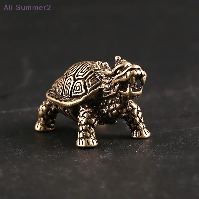 3D Messing Drache Schildkröte Guss Statue Mini Tier Metall Figur Home Decor Desktop Handwerk Skulptur Landschaftsbau Dekoration Geschenk