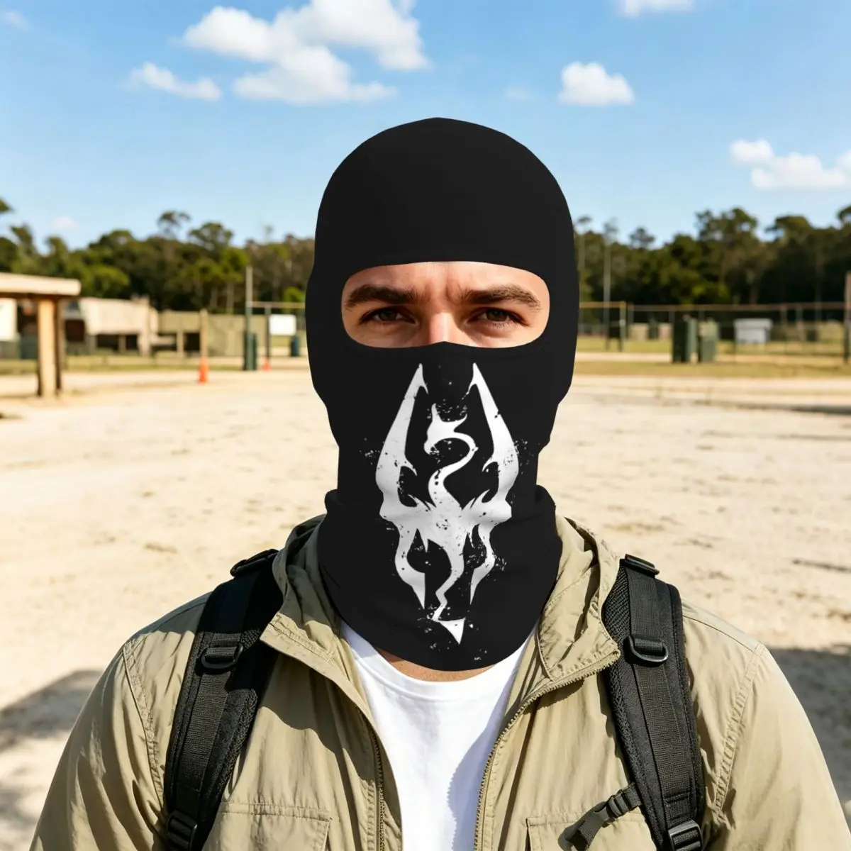 Logo Of Skyrim Perfect Gift Active Breathable Balaclava Full Face Mask Sun Protection Neck Gaiter For Motorcycle Fishing Outdoor