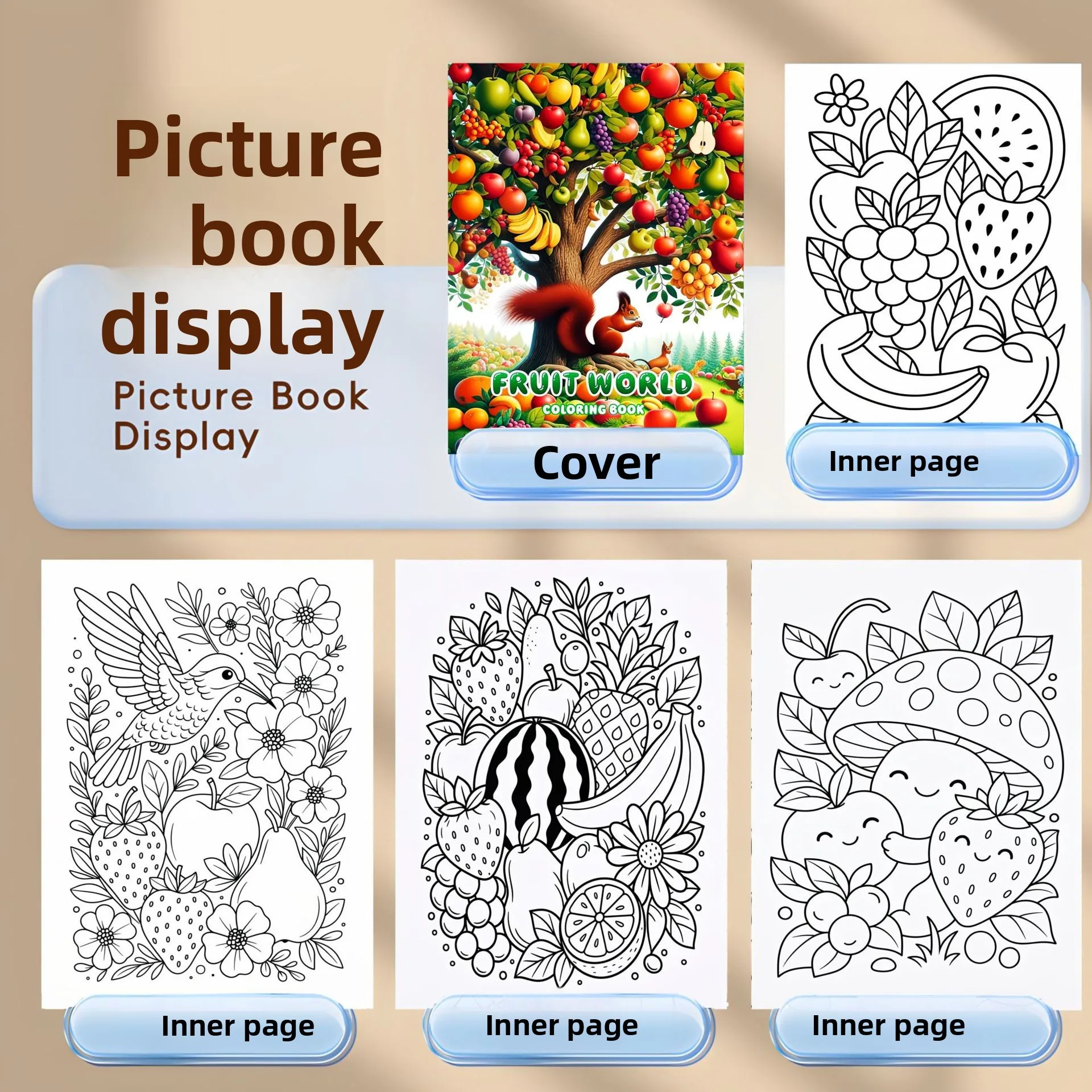 Cross-border new arrival: bestselling a4 fruit world coloring book - adult coloring book, easy coloring, doodle & draw