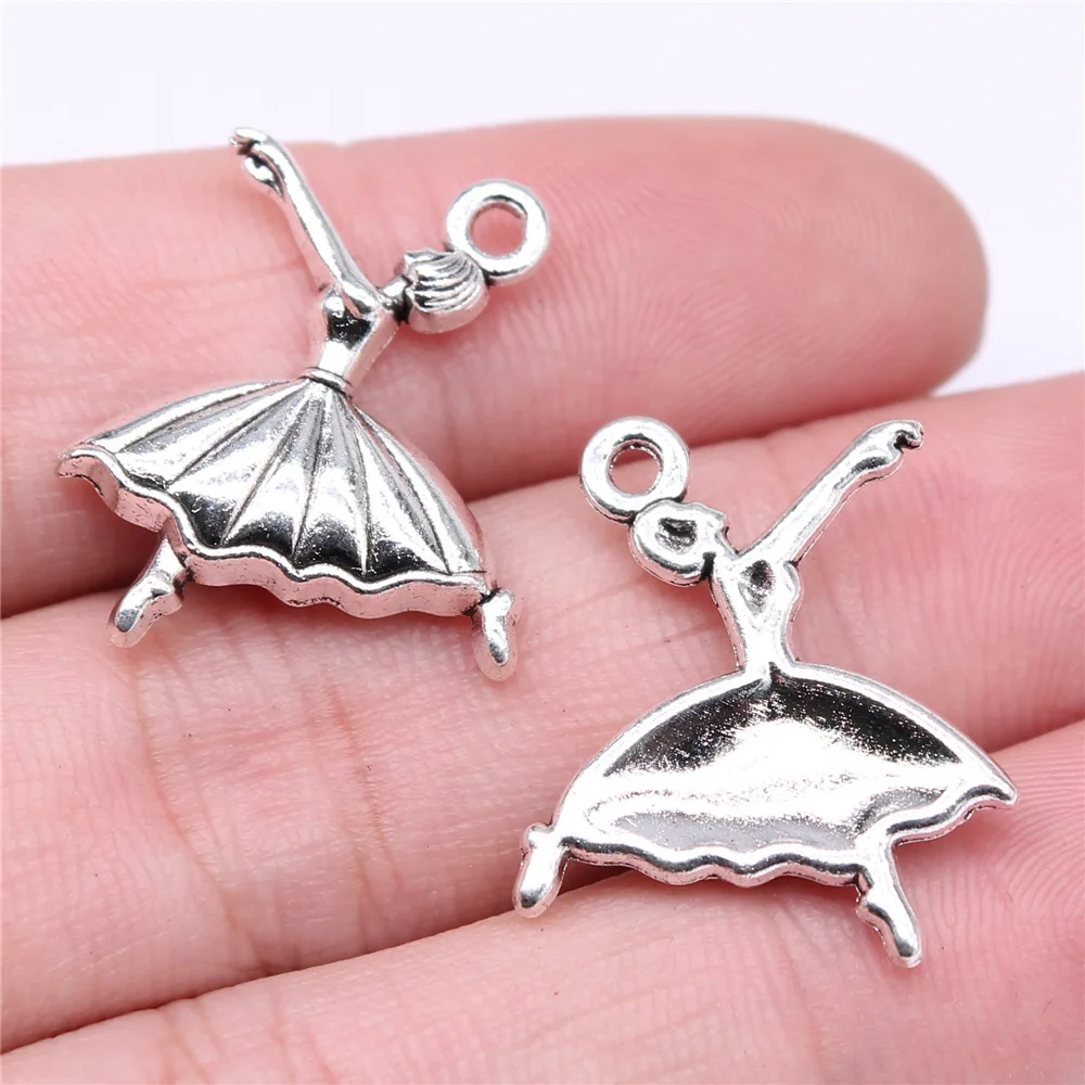 10pcs Ballet Dance Charms Pendant For Jewelry Making DIY Handmade Tibetan Finding Jewelry