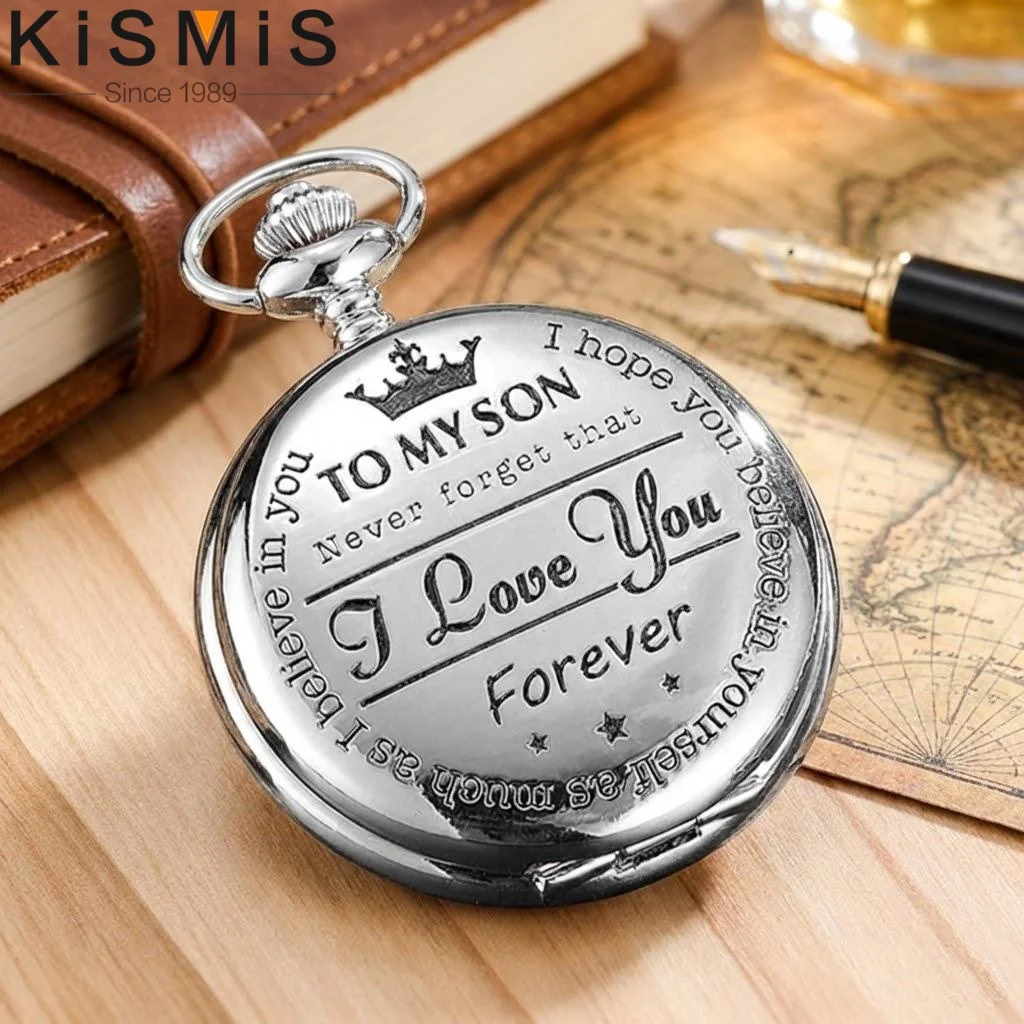 Vintage Roman Numeral Pocket Watch for Men with Chain Gift for Son Christmas Birthday Graduation Present