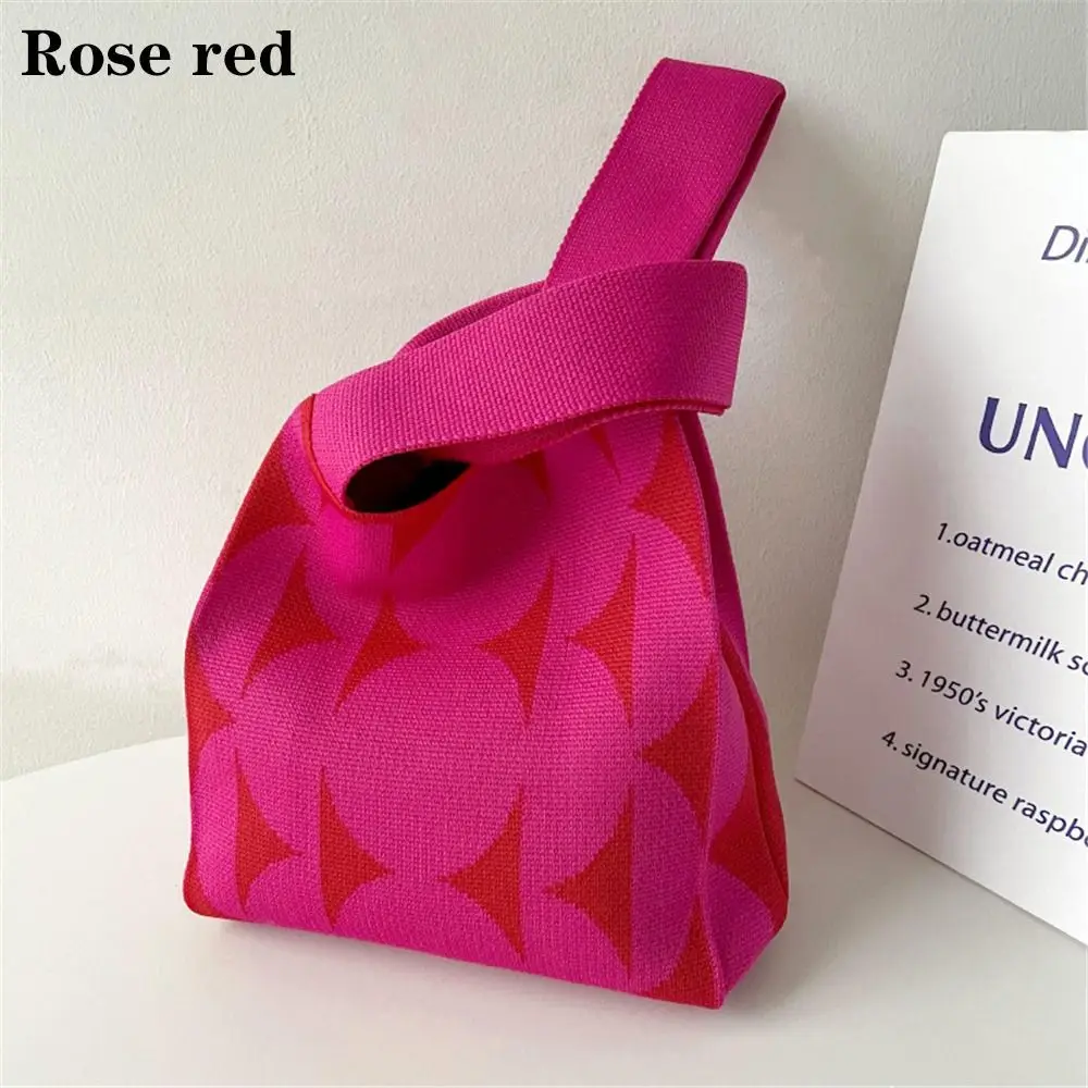

Women Reusable Knot Knit Handbag Wrist Bag Tote Bag Shopping Bags