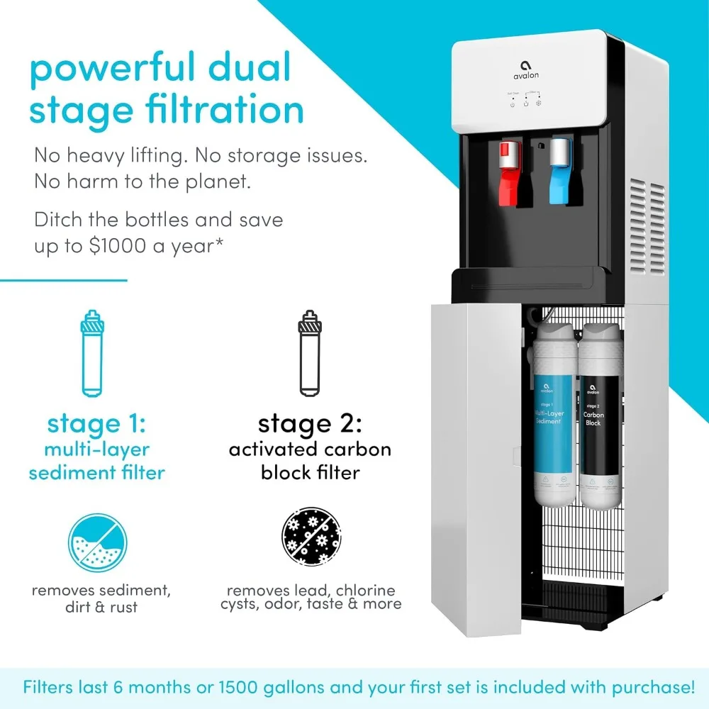 A7flesloze Zelfreinigende, Aanraakloze Flessenloze Koeler Dispenser-Warm En Koud Water Kinderveiligheidsslot, Ul, Wit