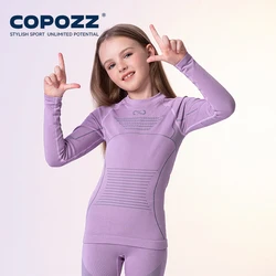 COPOZZ Children Kids Boy Girl Compression Skiing Underwear Set Fitness Gym Ski Snowboarding Sport Running Yoga Exercise Suit