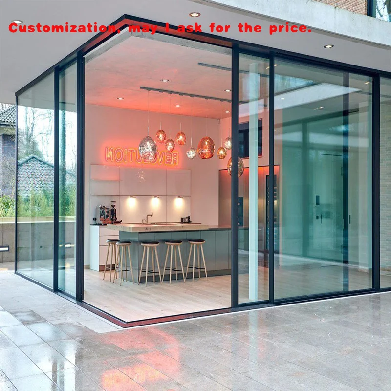 custom.ZEYI Soft Close Sliding Glass Door Anti-lift Design Stacking Sliding Partition Door  Aesthetics Designed Pocket Slidi