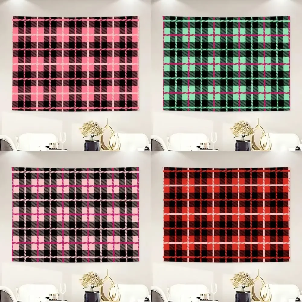 Simple Bold Vivid Highly saturated check pattern Tapestry Soft Lightweight Wall Art Decor for Living Home Room Bedroom
