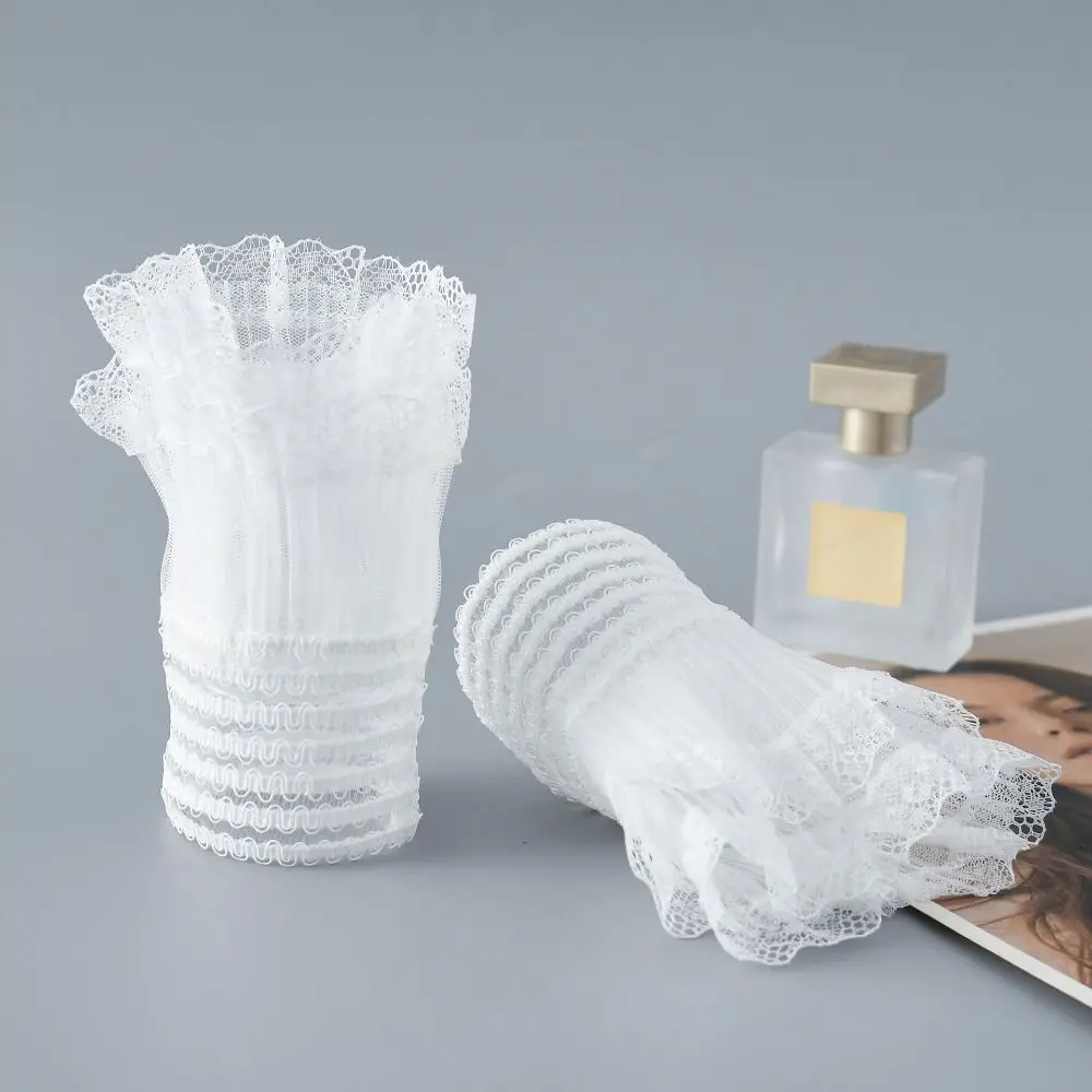 New Multilayer Ruffle Fake Cuff Detachable White Black Wrist Cuff False Sleeve Cuffs