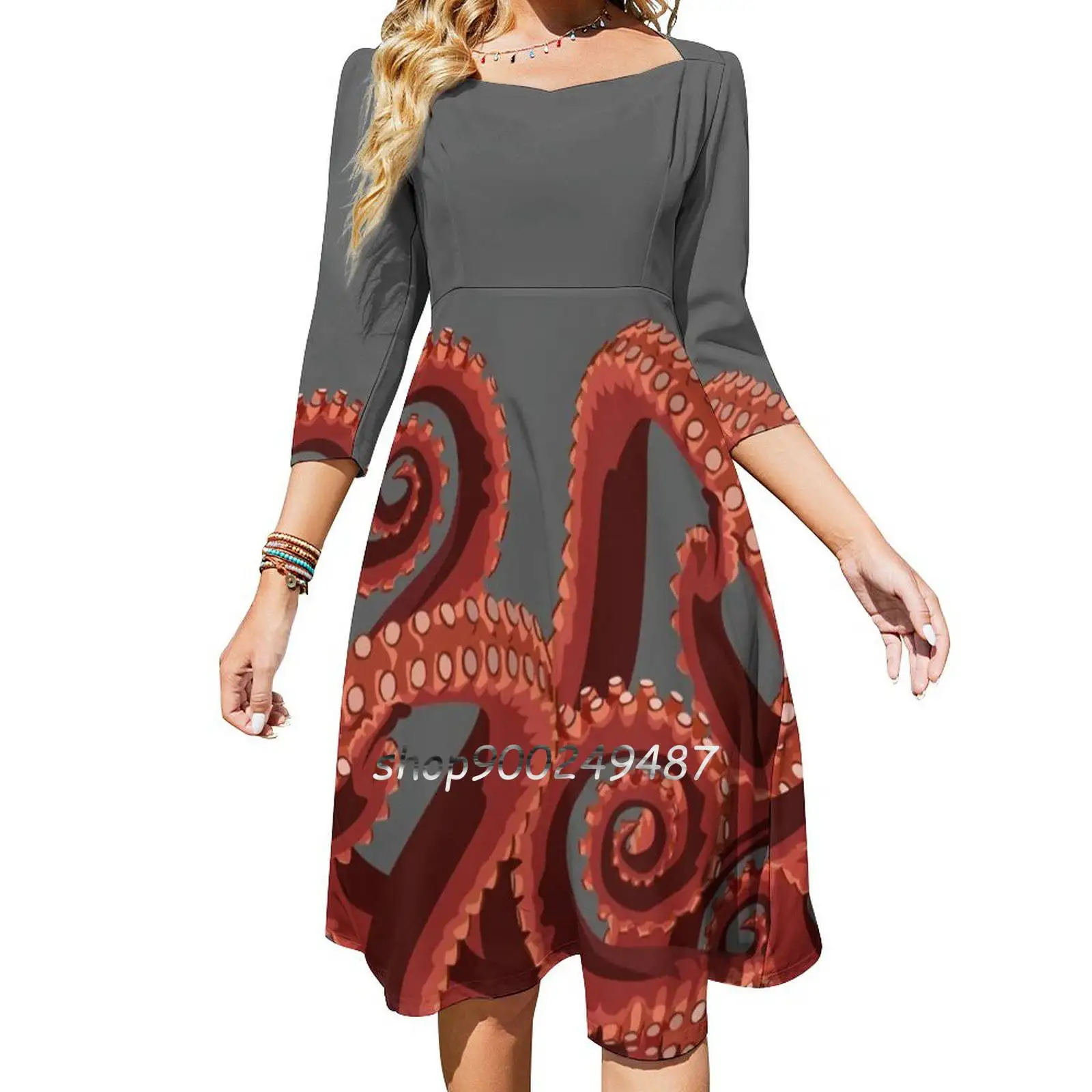 Octopus Tentacles #9 Long Sleeve Sexy Dresses For Women 2022 Ladies Vintage Elegant Party Dress Octopus Octopus Tentacles