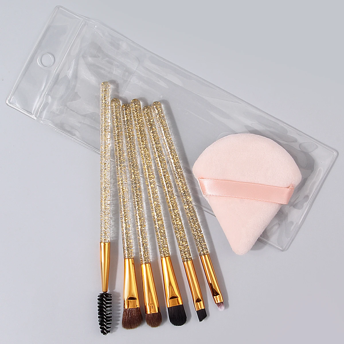 7pcs flash powder makeup brush eye details brush eye shadow brush eyelash brush wet dry sponge powder puff beauty tool